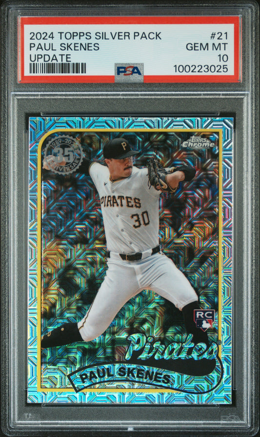 2024 Topps Silver Pack 1989 Chrome Promo #21 Paul Skenes Update PSA 10