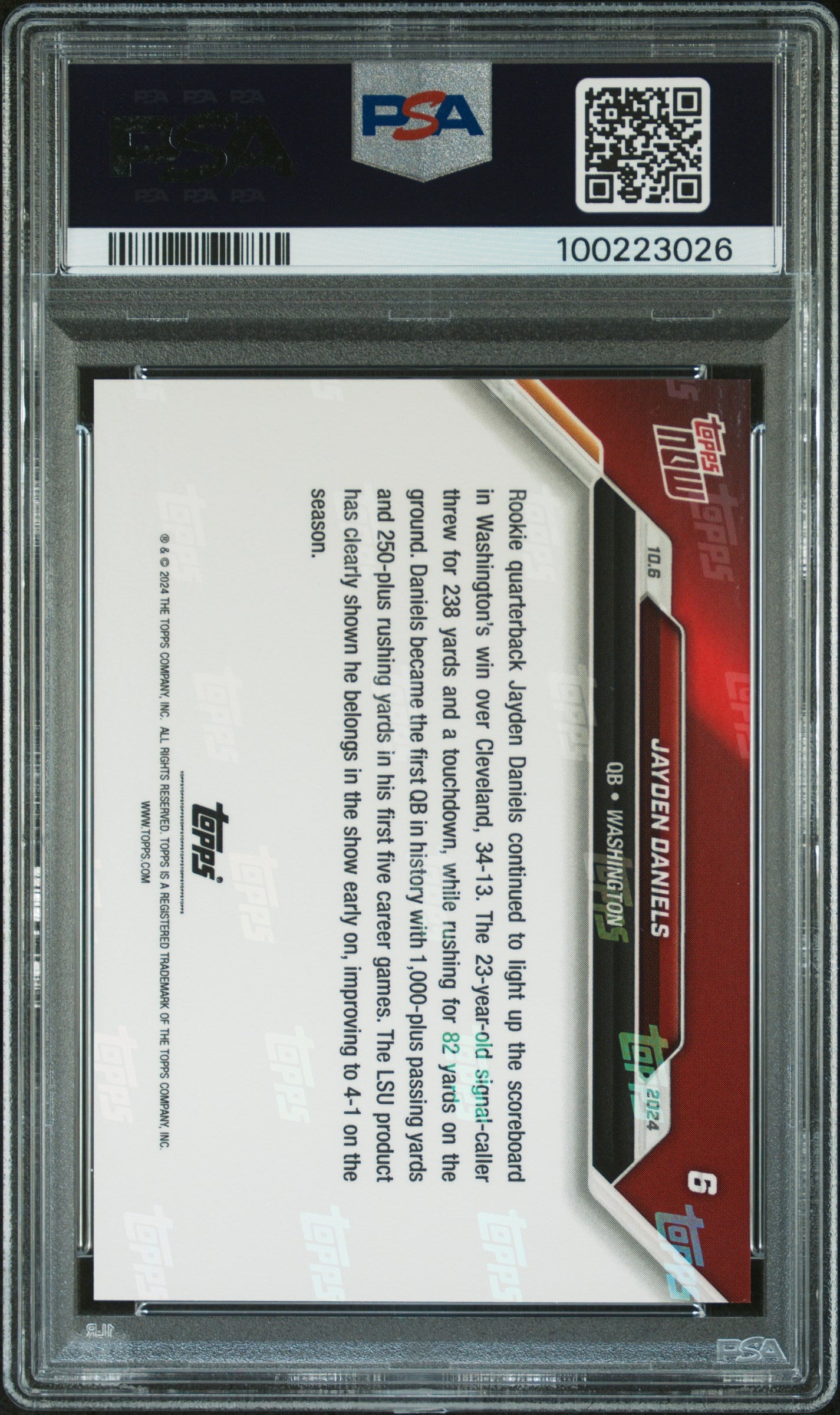 2024 Topps Now #6 Jayden Daniels PSA 10