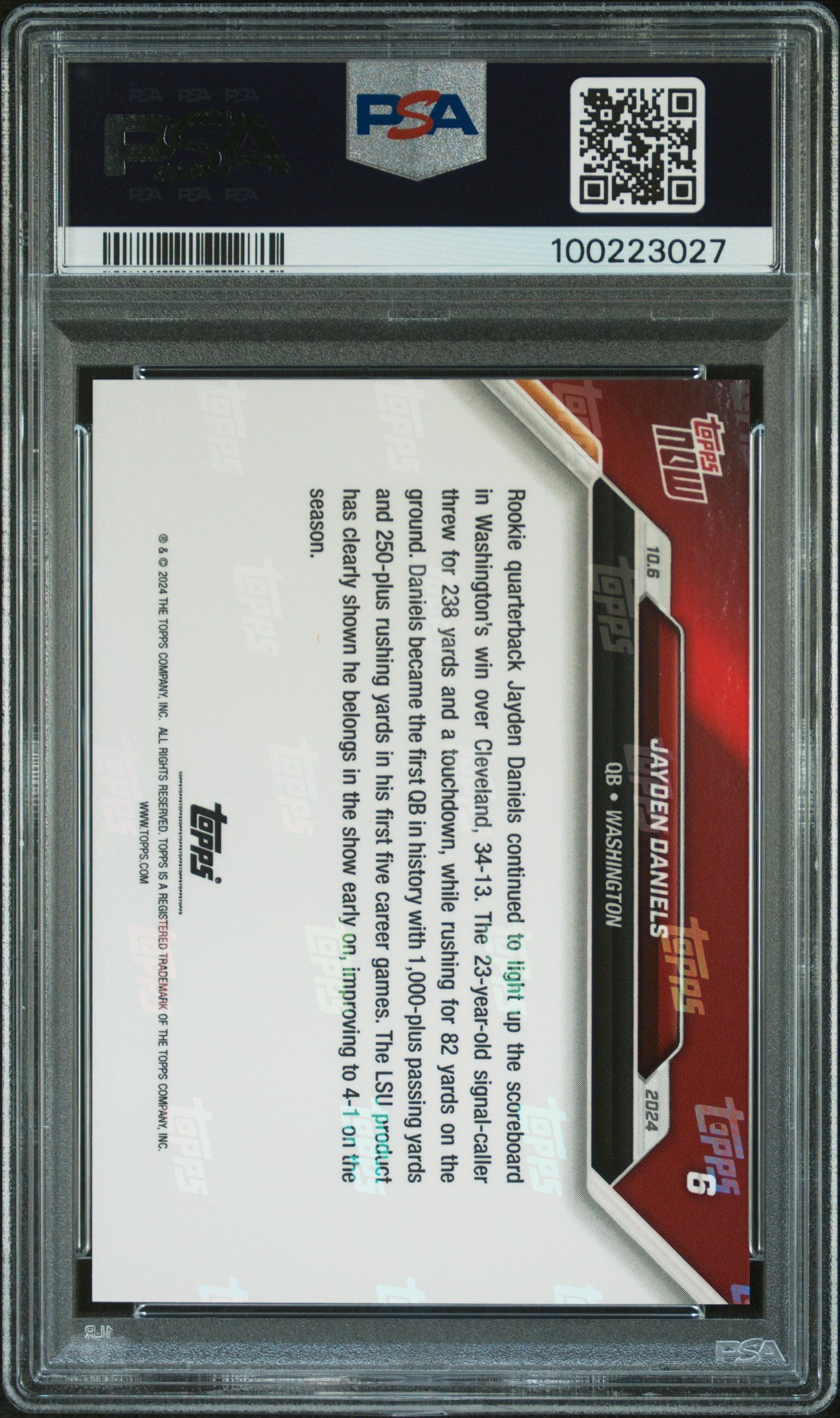2024 Topps Now #6 Jayden Daniels PSA 10