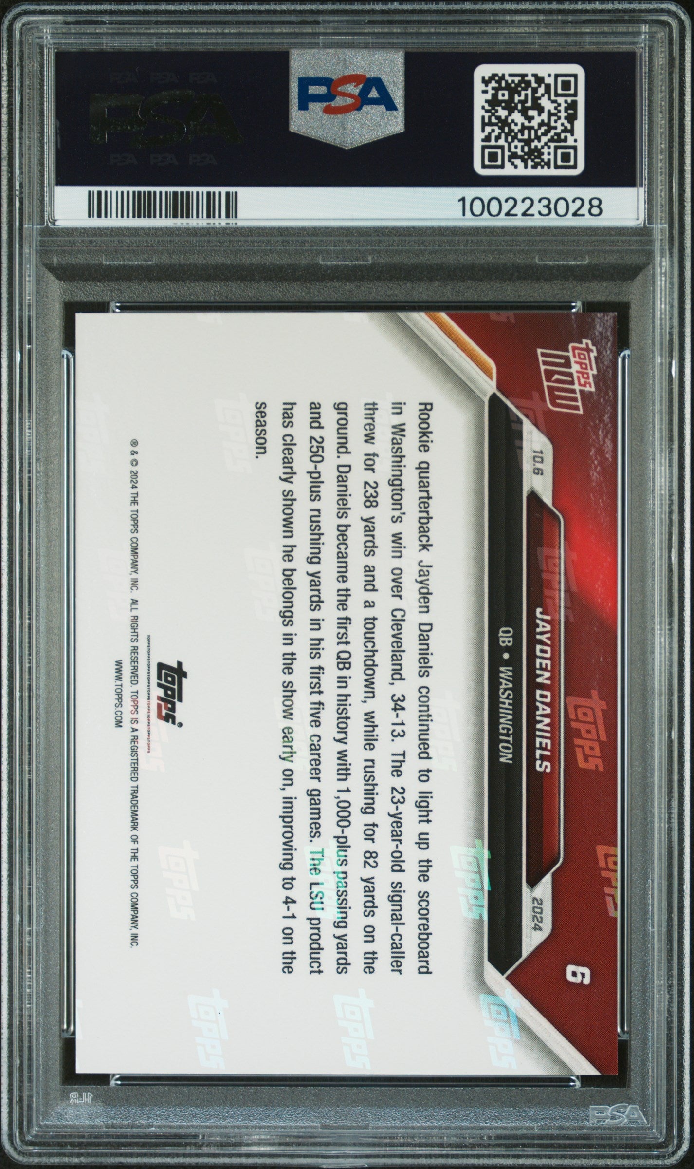2024 Topps Now #6 Jayden Daniels PSA 10