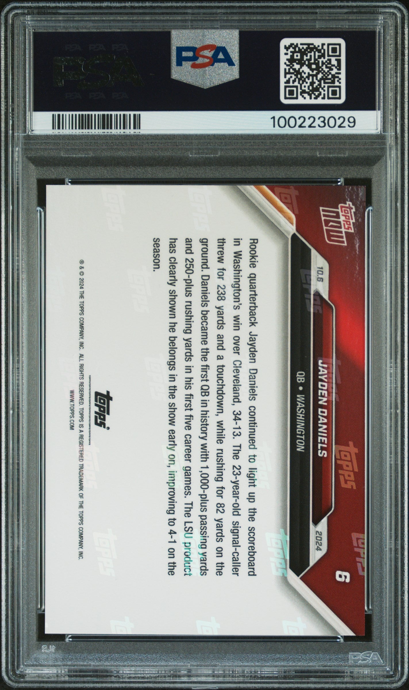 2024 Topps Now #6 Jayden Daniels PSA 10