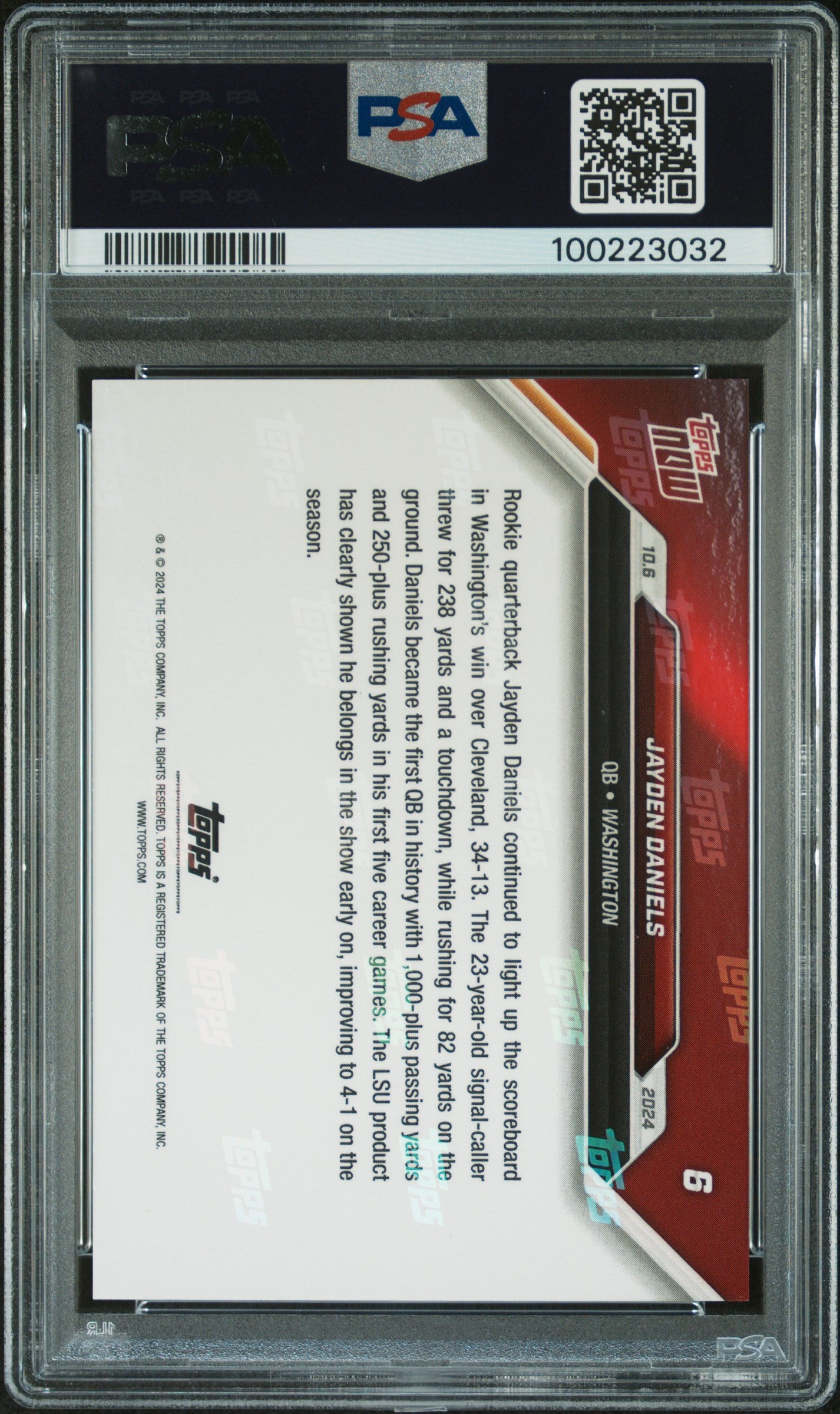 2024 Topps Now #6 Jayden Daniels PSA 10