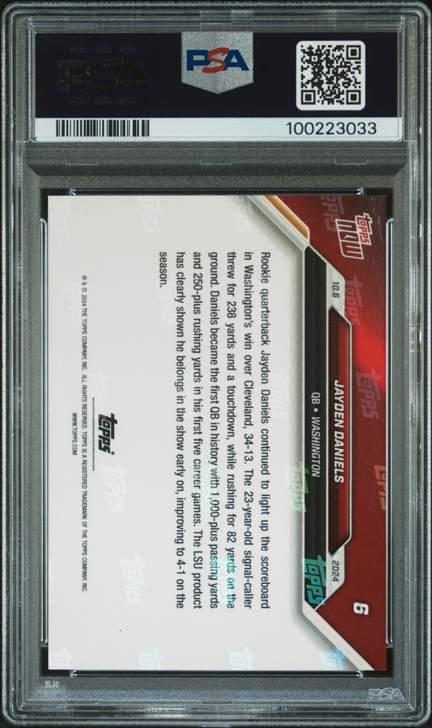 2024 Topps Now #6 Jayden Daniels PSA 10