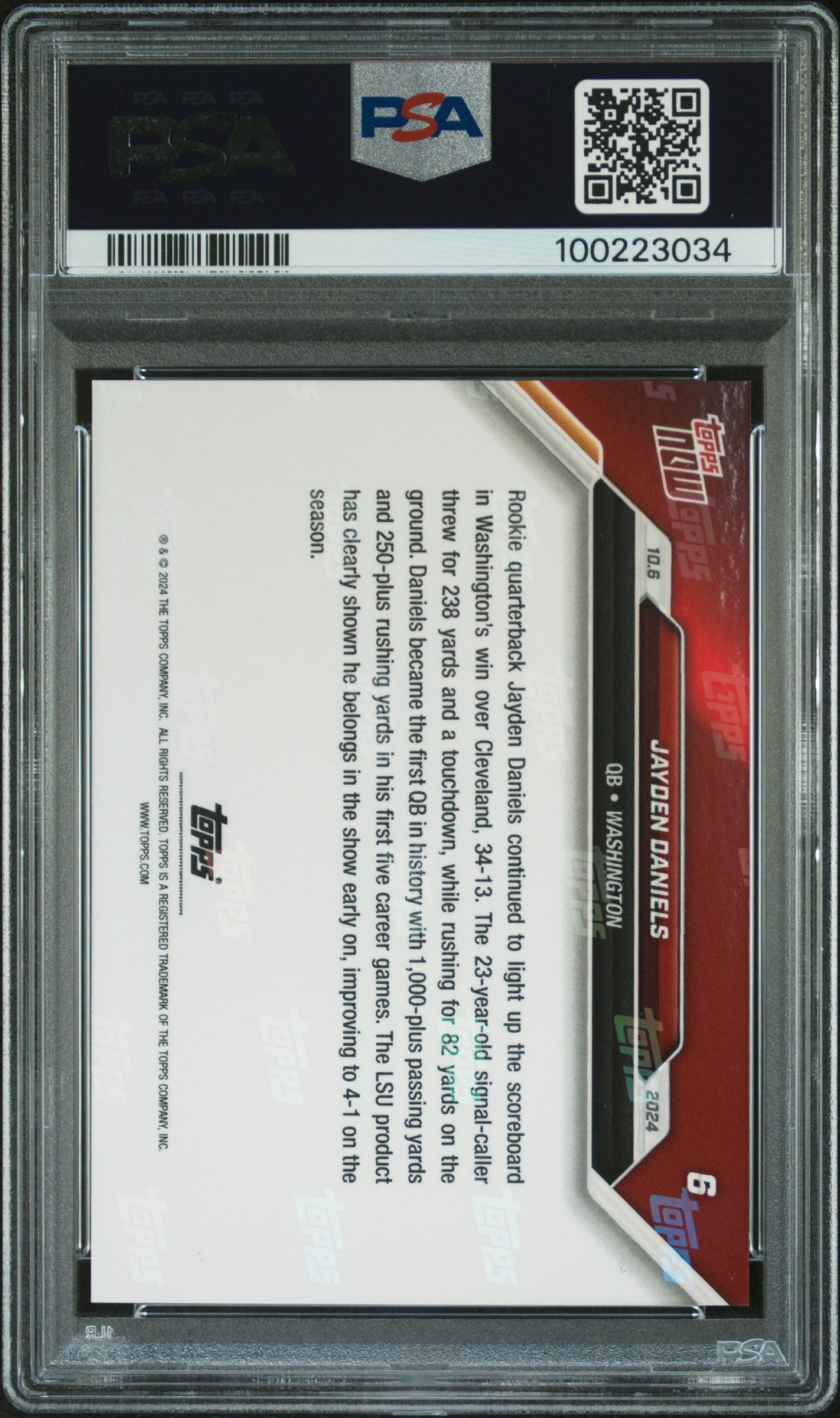 2024 Topps Now #6 Jayden Daniels PSA 9