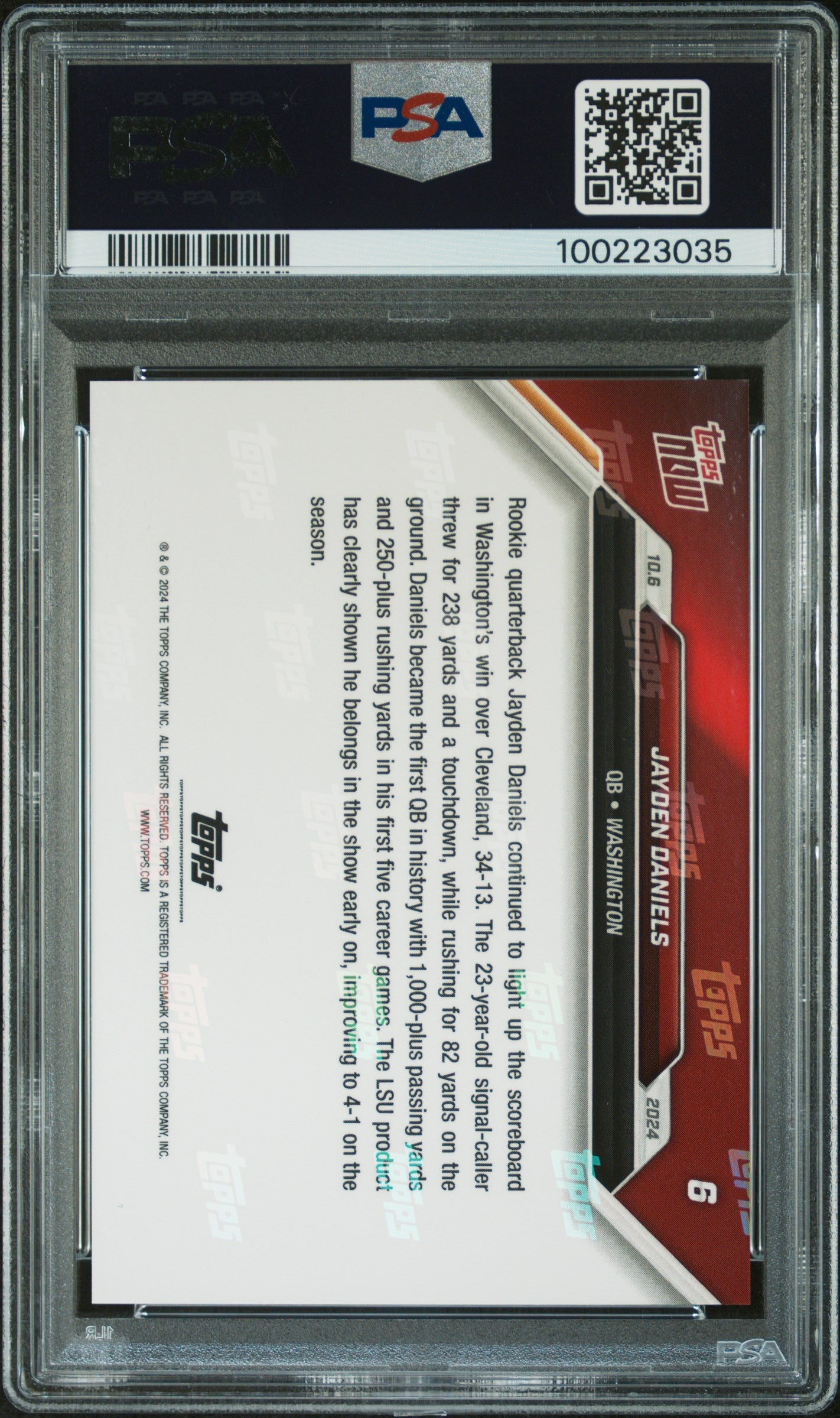 2024 Topps Now #6 Jayden Daniels PSA 10