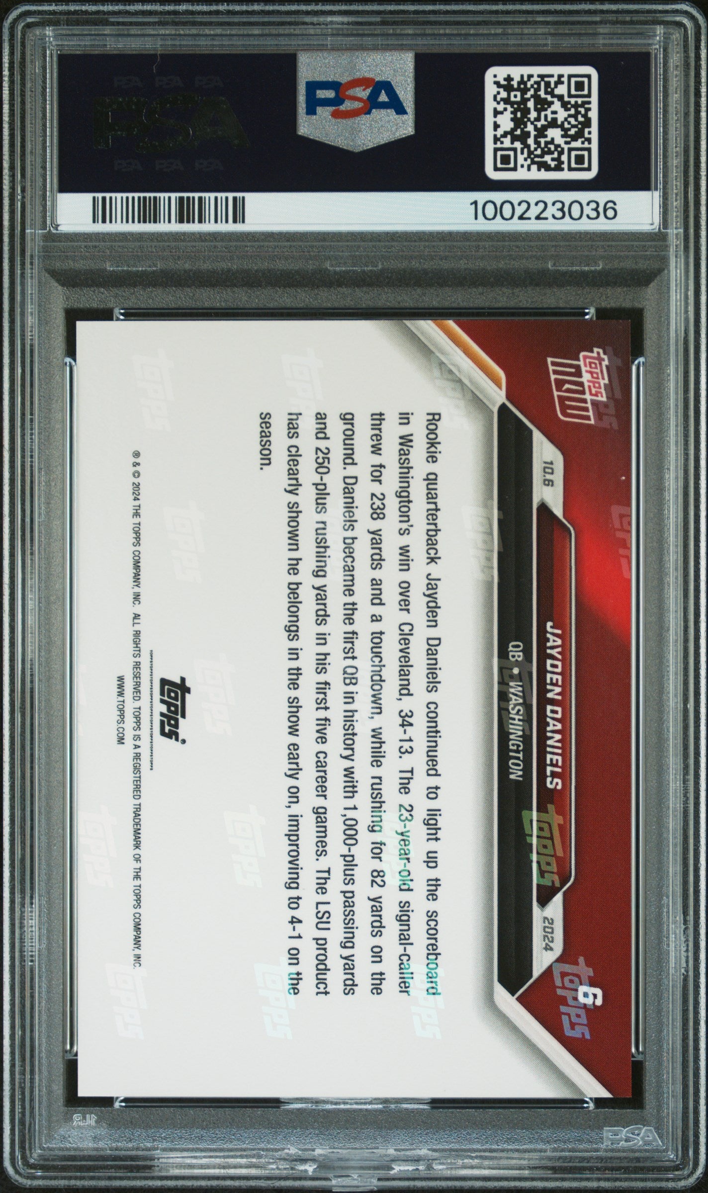 2024 Topps Now #6 Jayden Daniels PSA 10