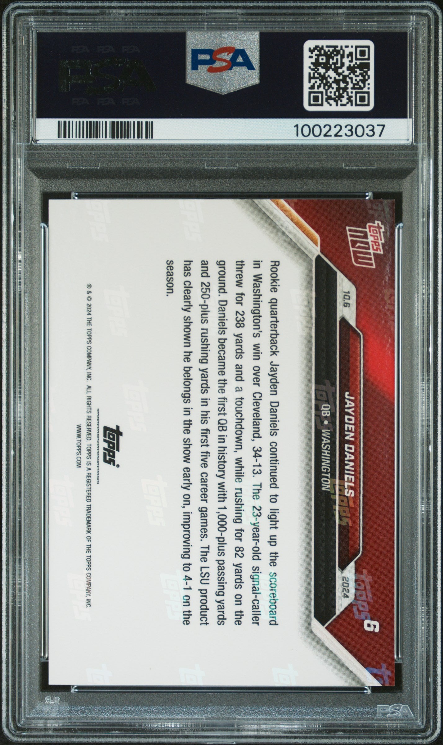2024 Topps Now #6 Jayden Daniels PSA 10