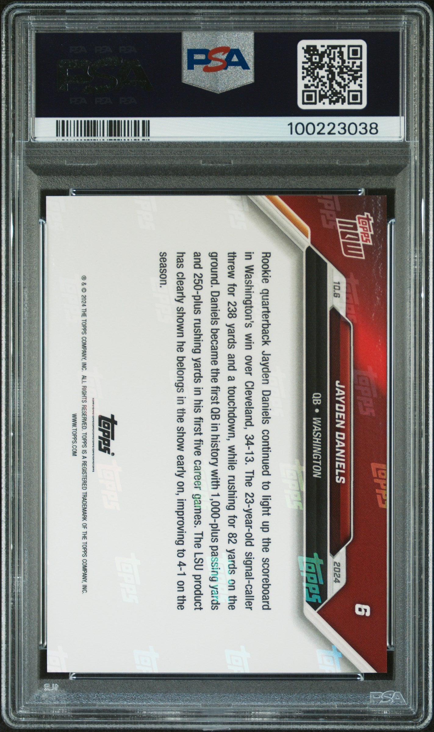 2024 Topps Now #6 Jayden Daniels PSA 10