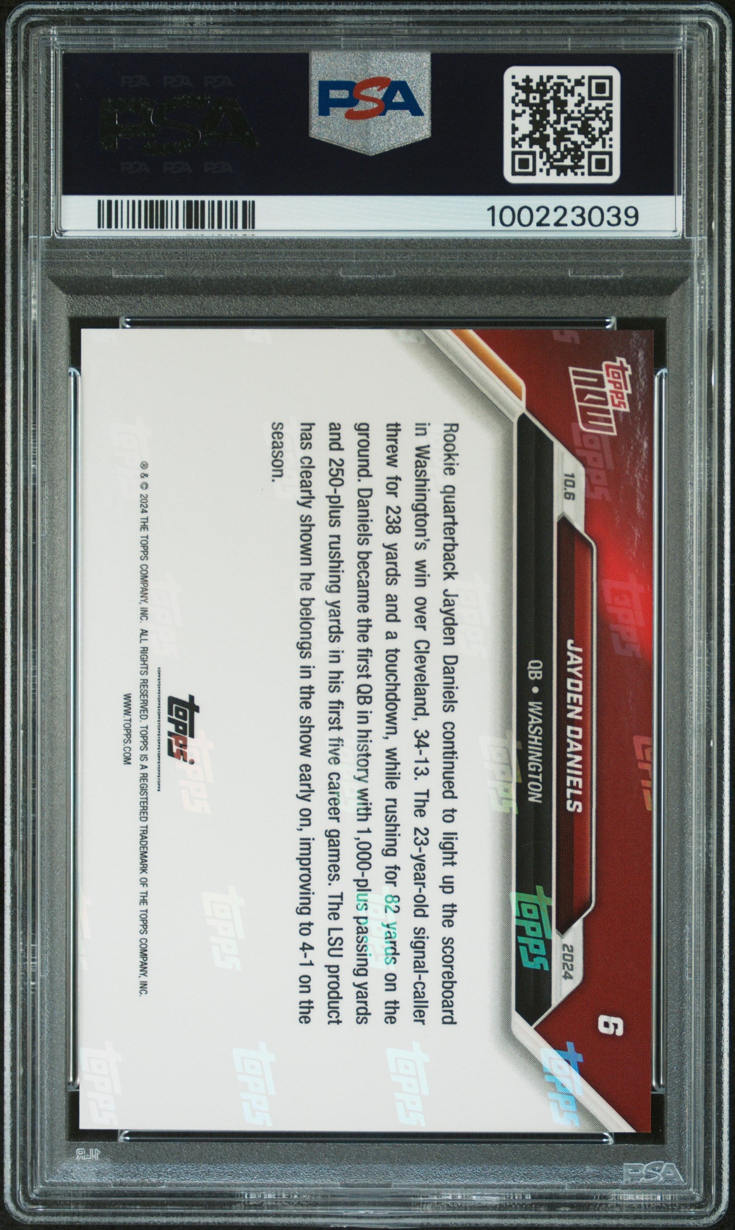 2024 Topps Now #6 Jayden Daniels PSA 10