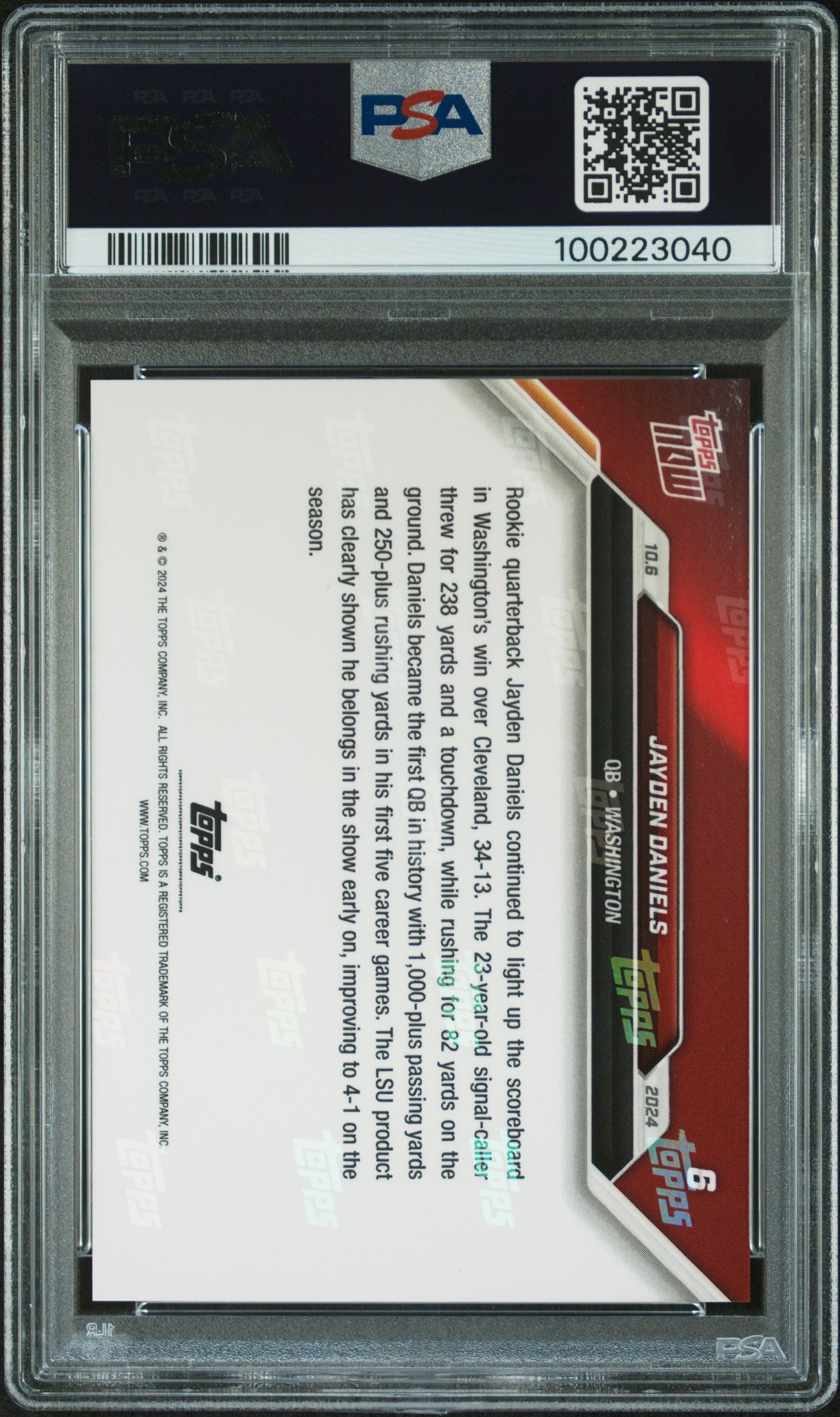 2024 Topps Now #6 Jayden Daniels PSA 10