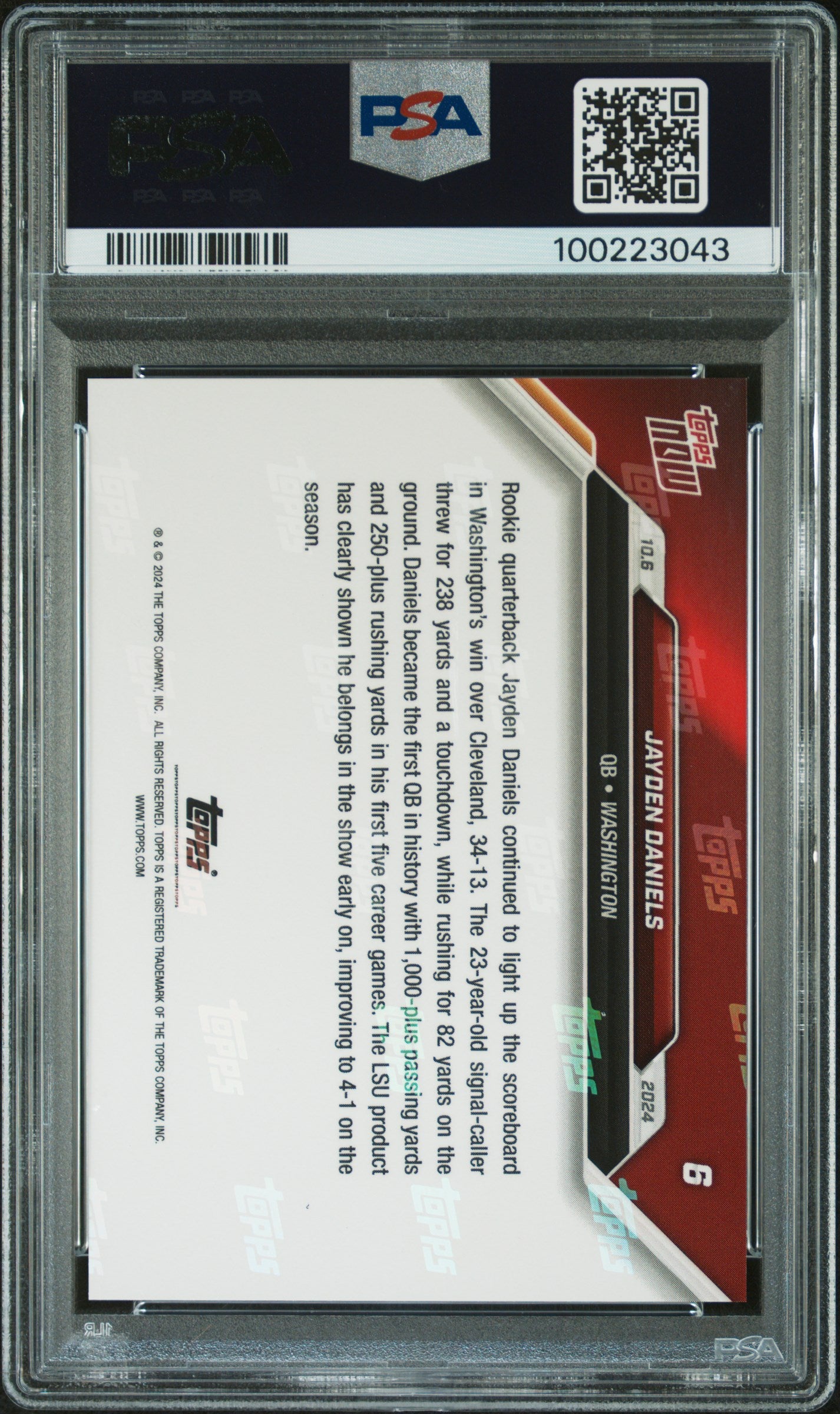 2024 Topps Now #6 Jayden Daniels PSA 10
