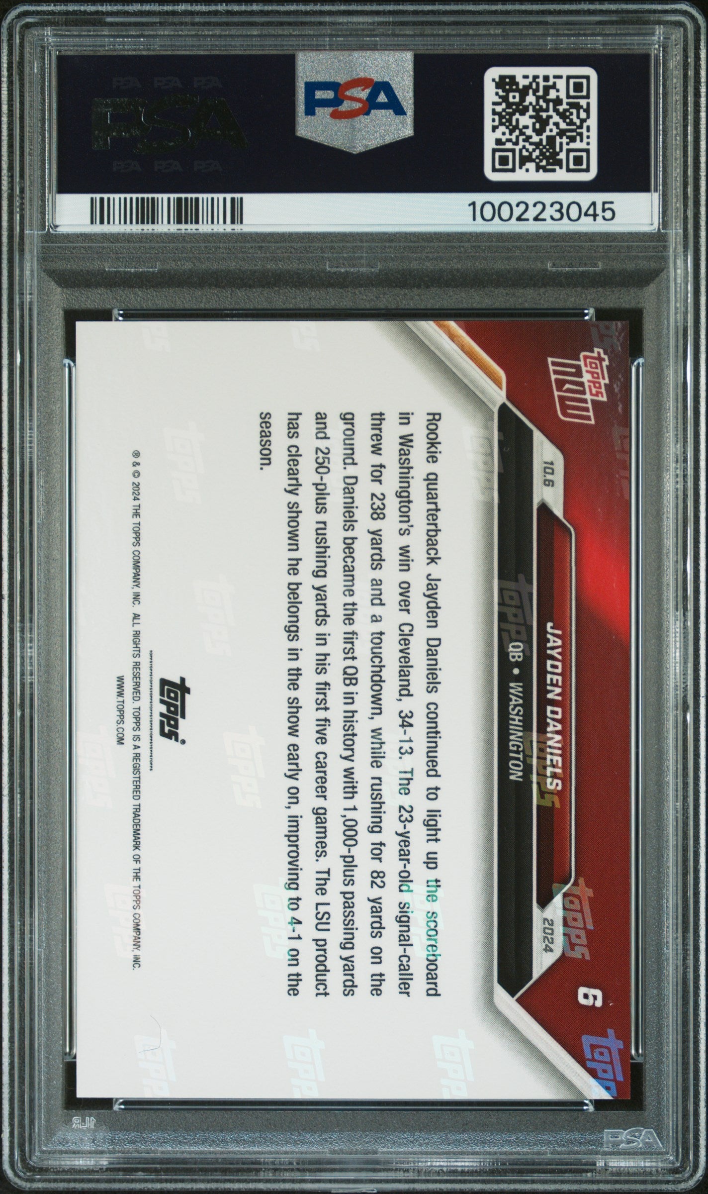 2024 Topps Now #6 Jayden Daniels PSA 10