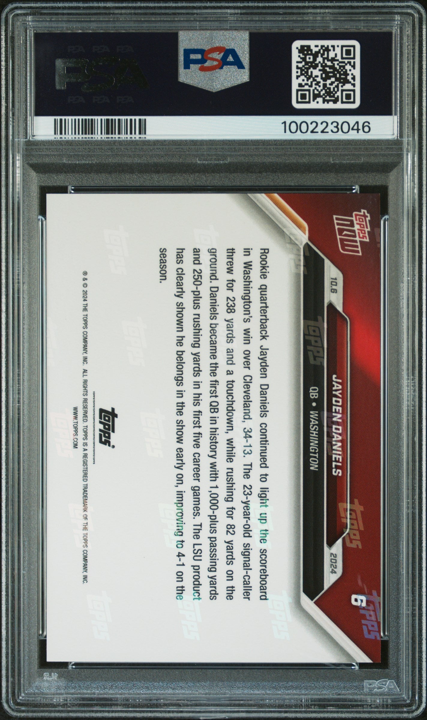 2024 Topps Now #6 Jayden Daniels PSA 10