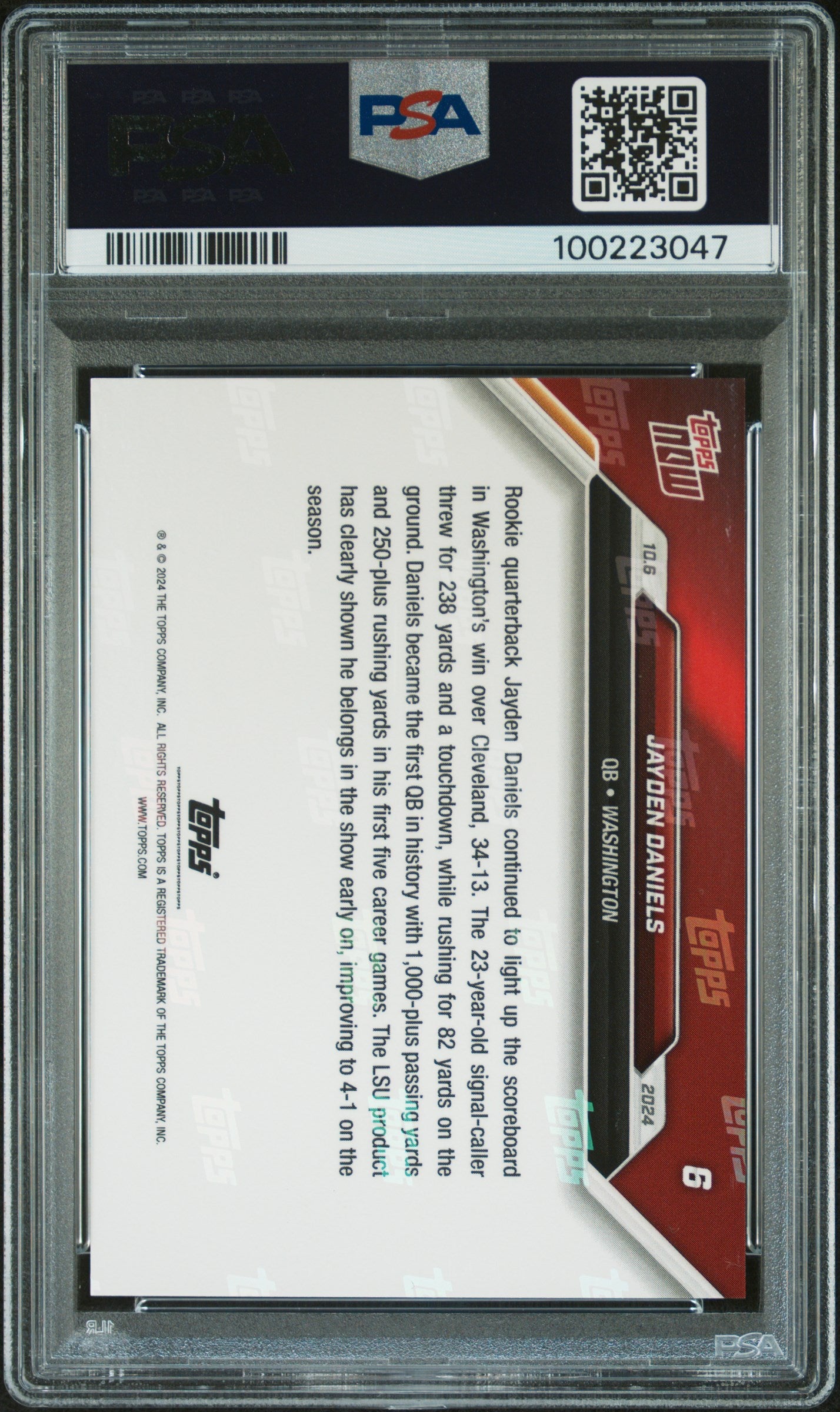 2024 Topps Now #6 Jayden Daniels PSA 10