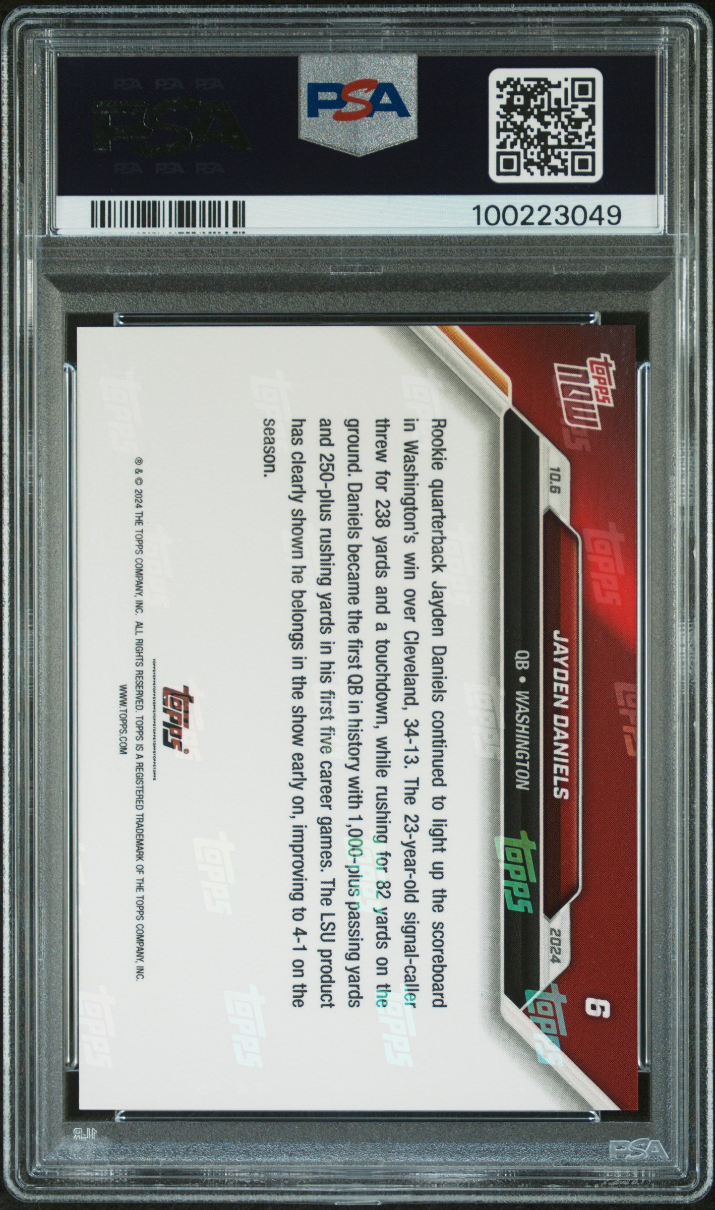 2024 Topps Now #6 Jayden Daniels PSA 10