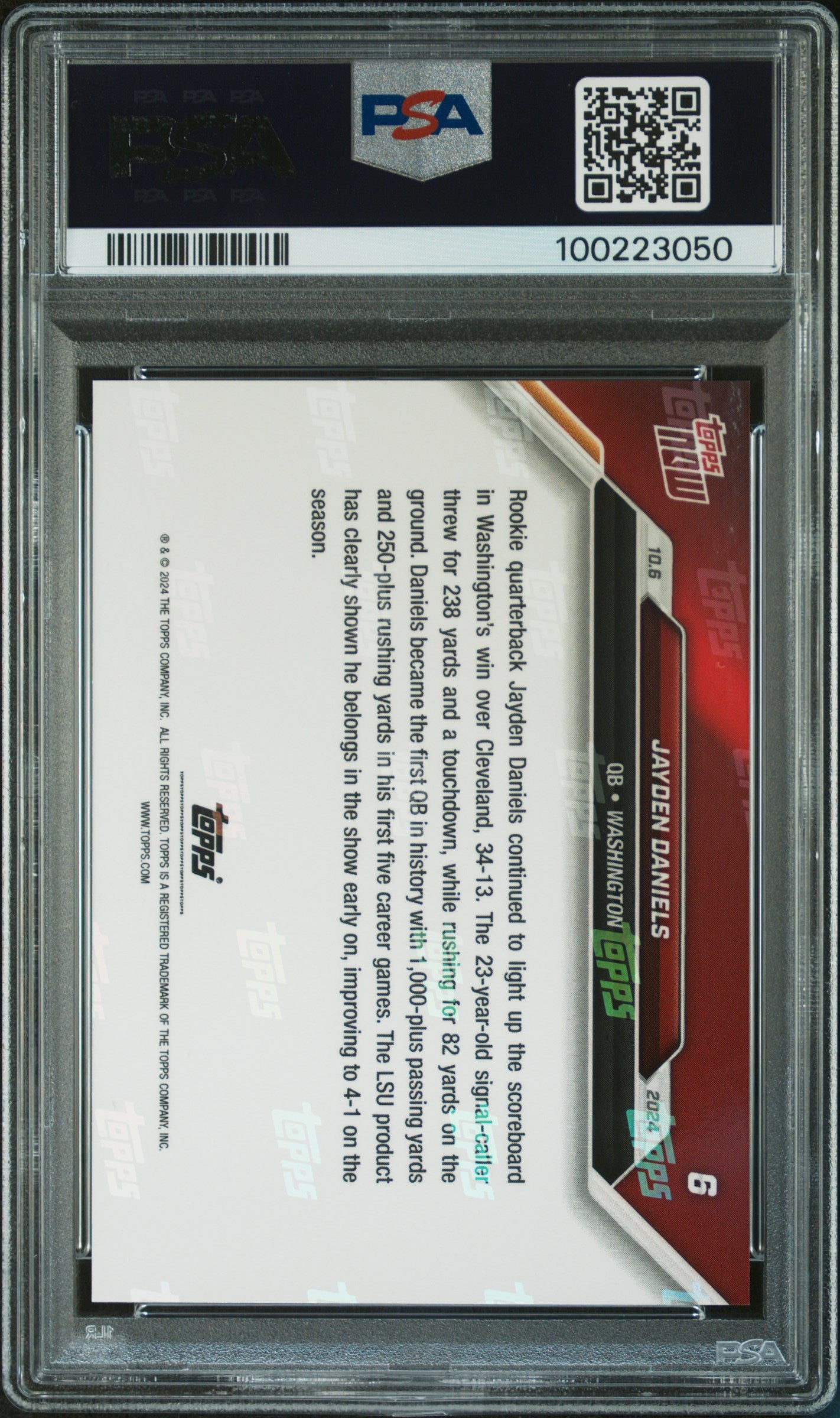 2024 Topps Now #6 Jayden Daniels PSA 10