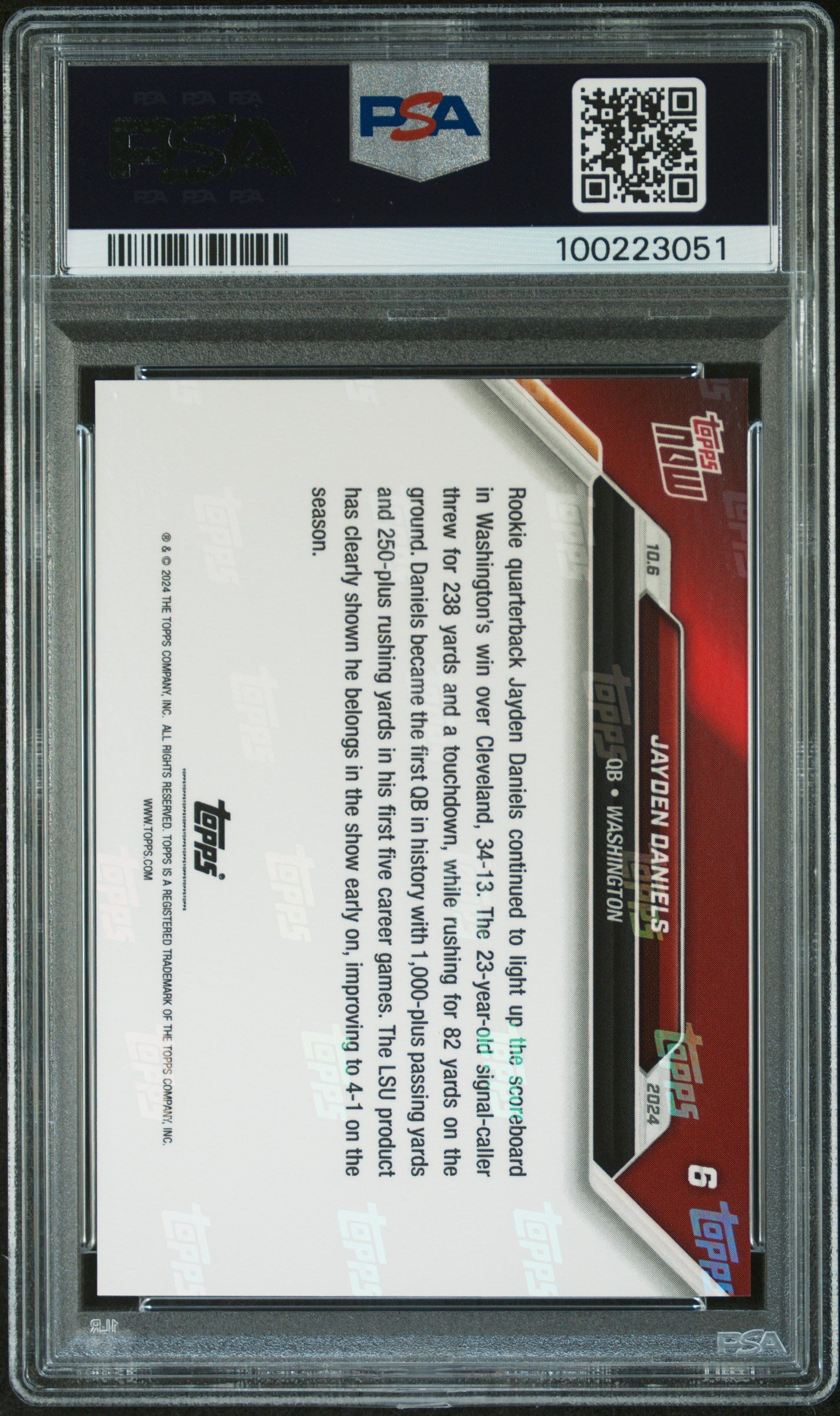 2024 Topps Now #6 Jayden Daniels PSA 10