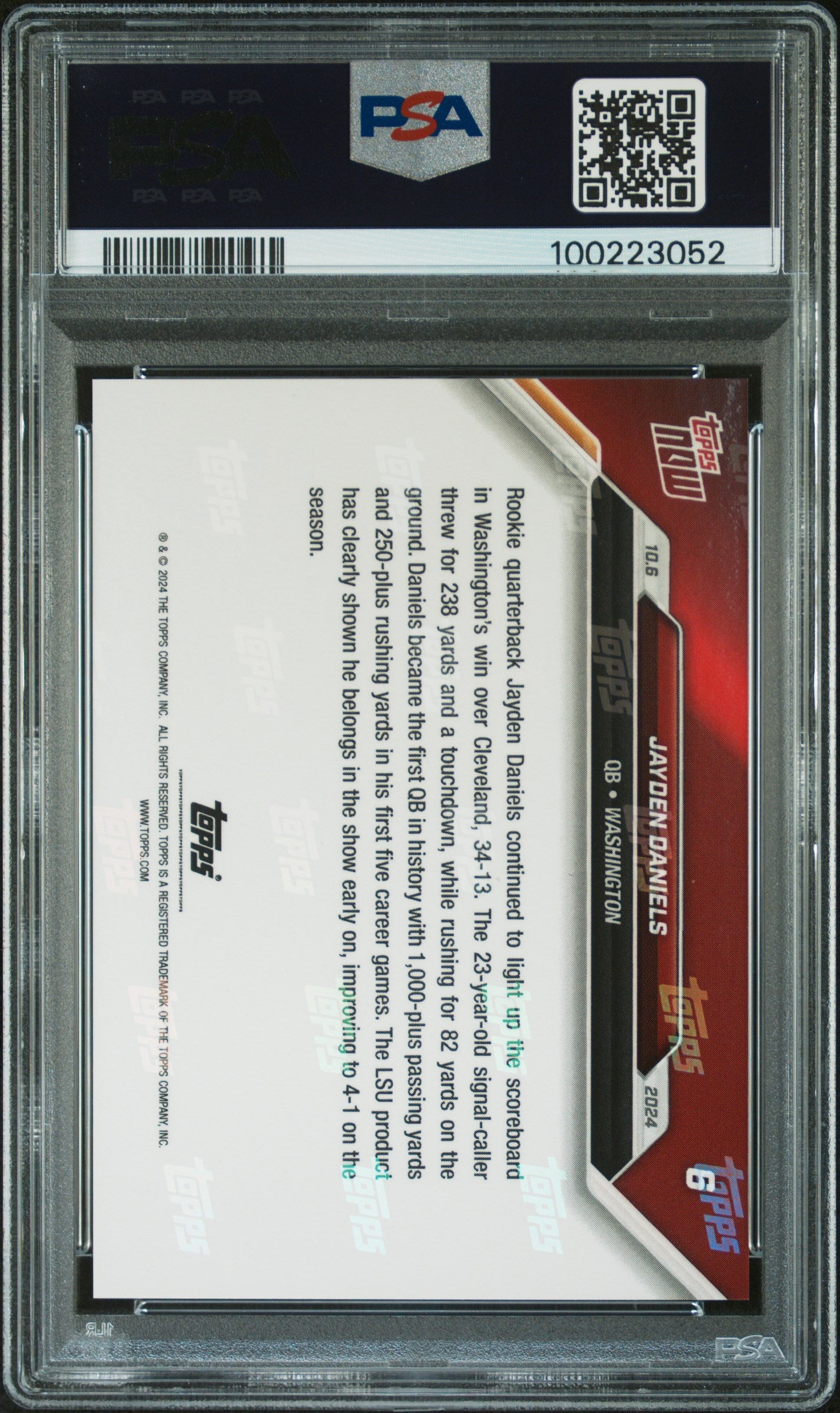 2024 Topps Now #6 Jayden Daniels PSA 10