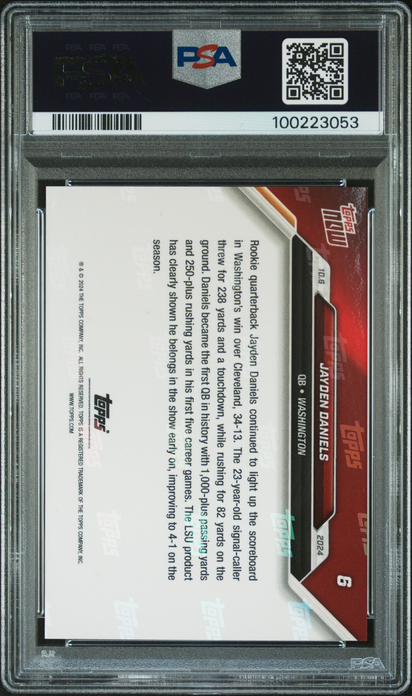 2024 Topps Now #6 Jayden Daniels PSA 10