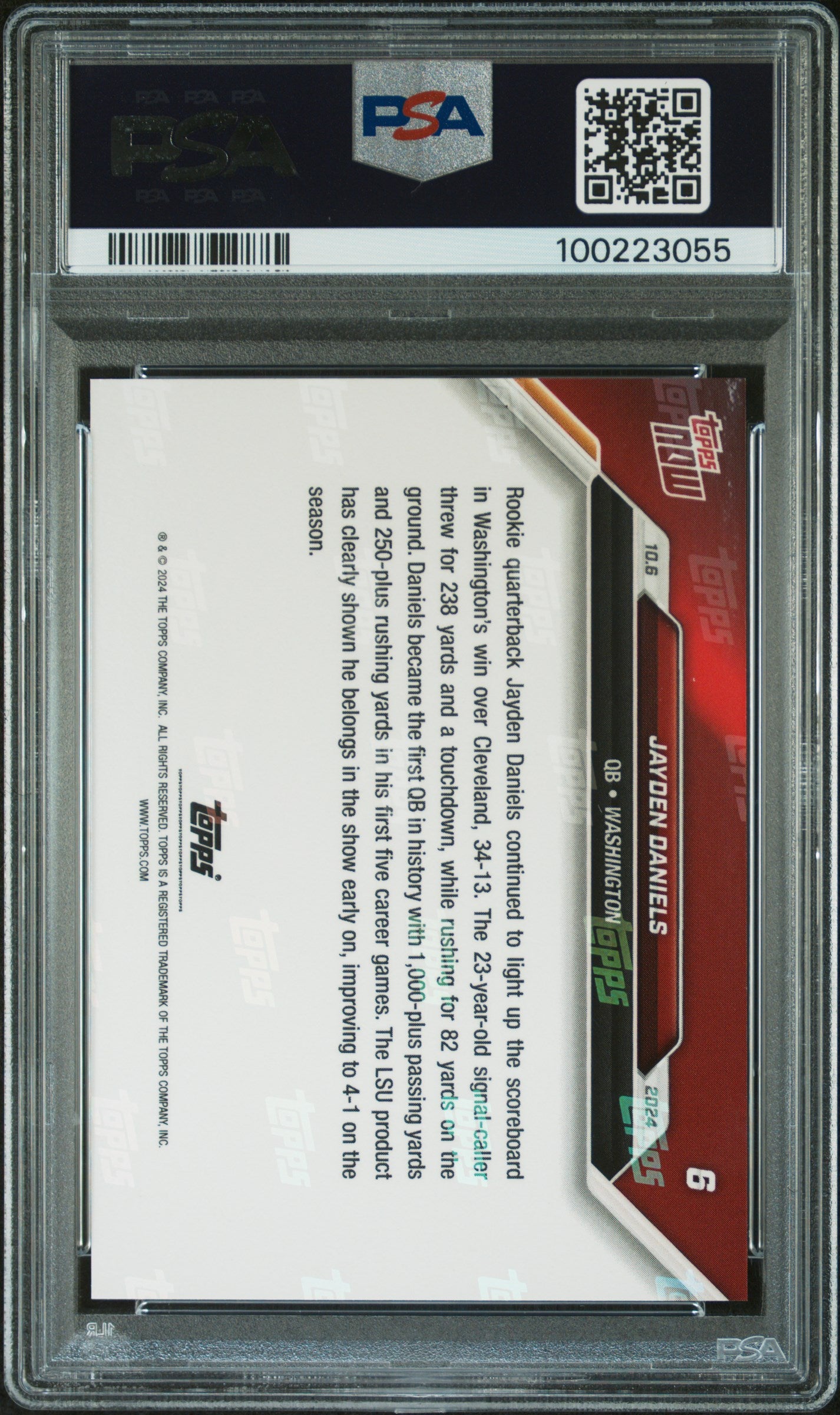 2024 Topps Now #6 Jayden Daniels PSA 10