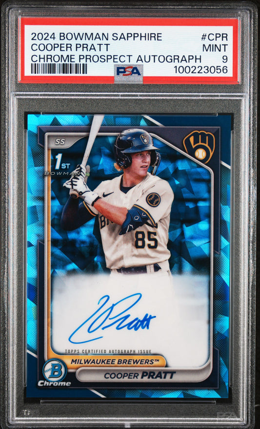 2024 Bowman Sapphire Edition Chrome Sapphire Autographs #CPR Cooper Pratt PSA 9