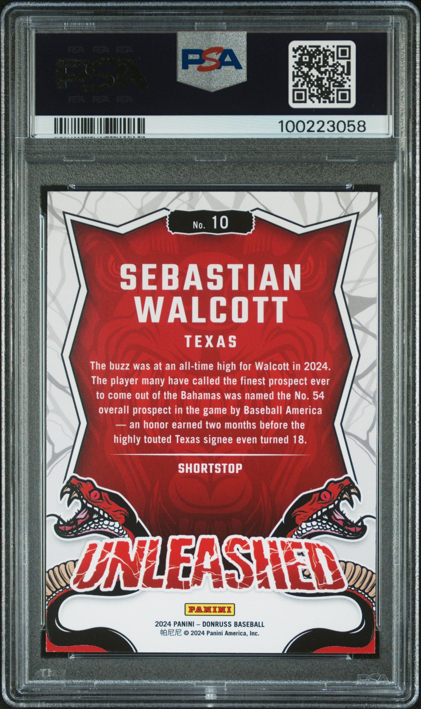2024 Panini Donruss Unleashed #10 Sebastian Walcott PSA 9