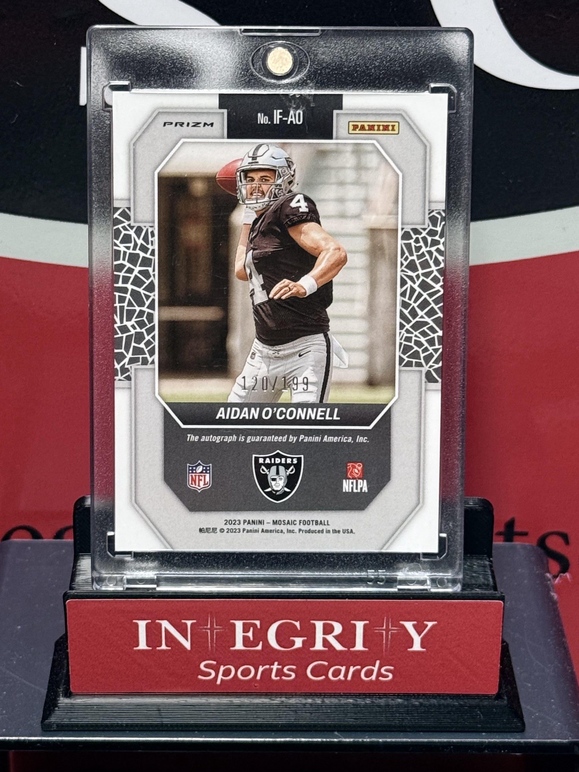 2023 Panini Mosaic #IF-AO Aidan O'Connell In Focus Signatures Red #/199