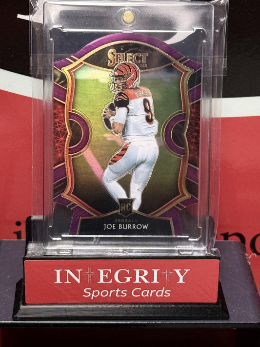 2020 Panini Select #46 Joe Burrow Purple Prizm Die Cut
