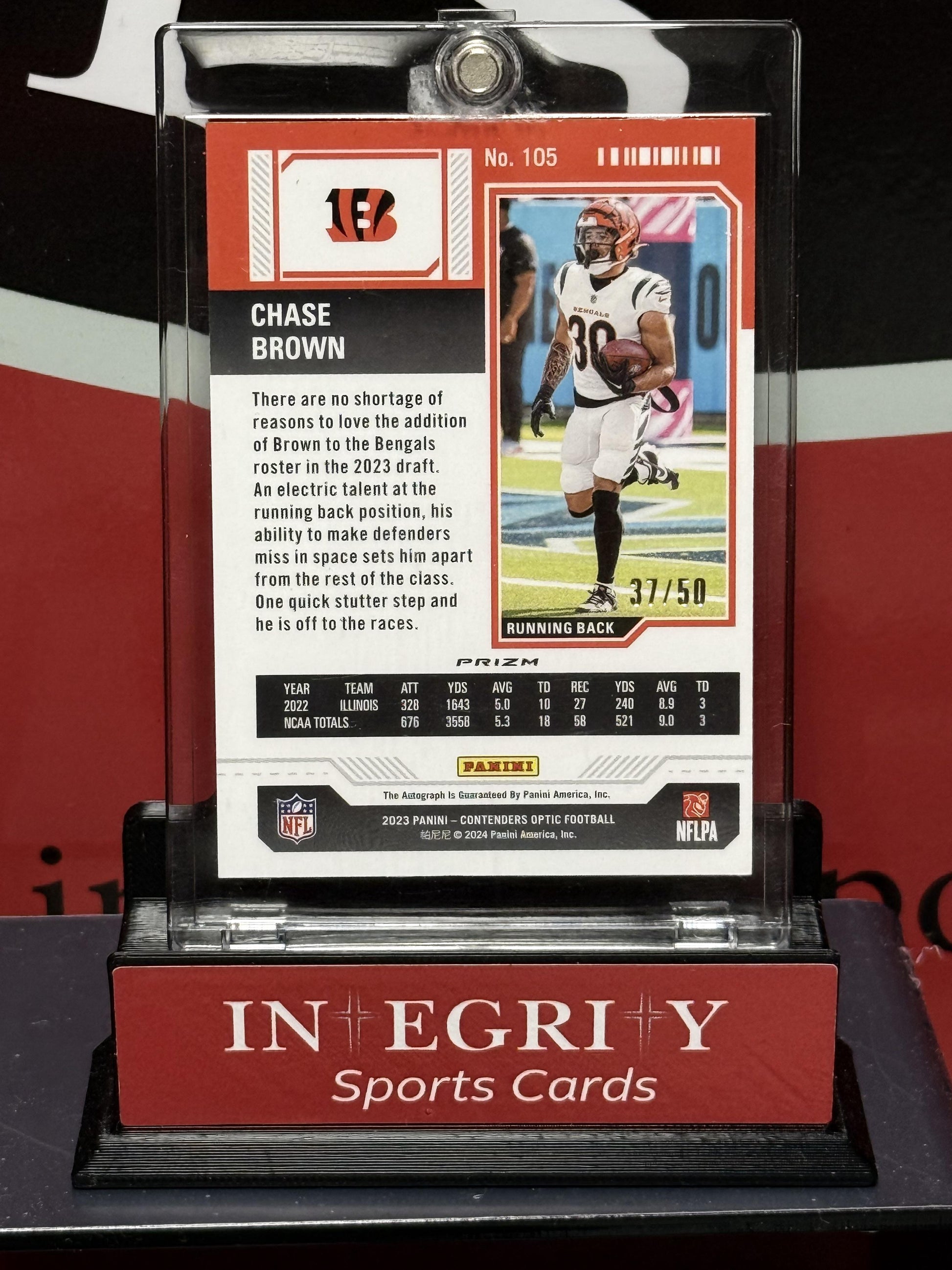2023 Panini Contenders Optic Auto #105 Chase Brown Orange #/50