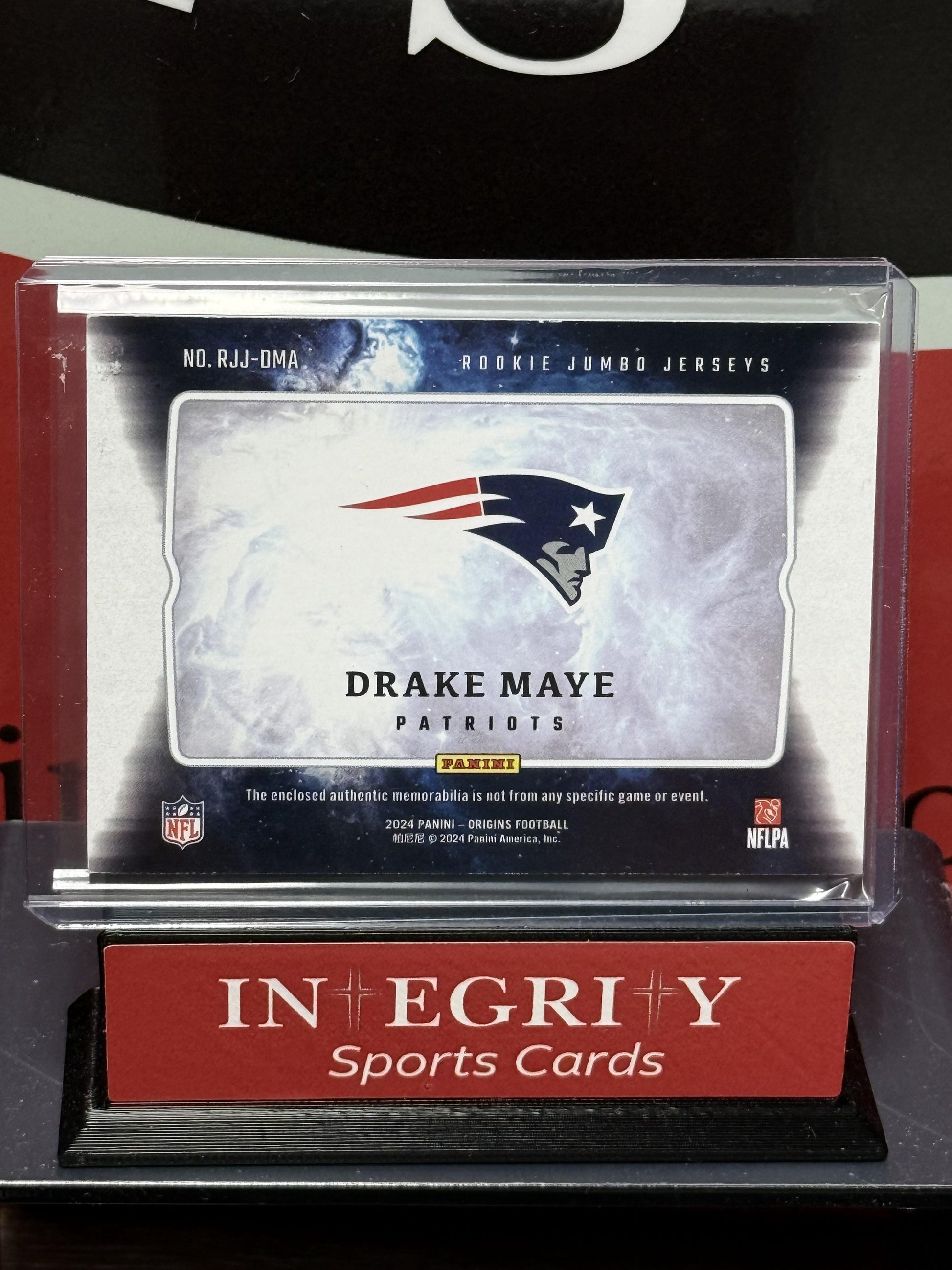 2024 Panini Origins #RJJ-DMA Drake Maye Rookie Jumbo Jerseys Red #/99