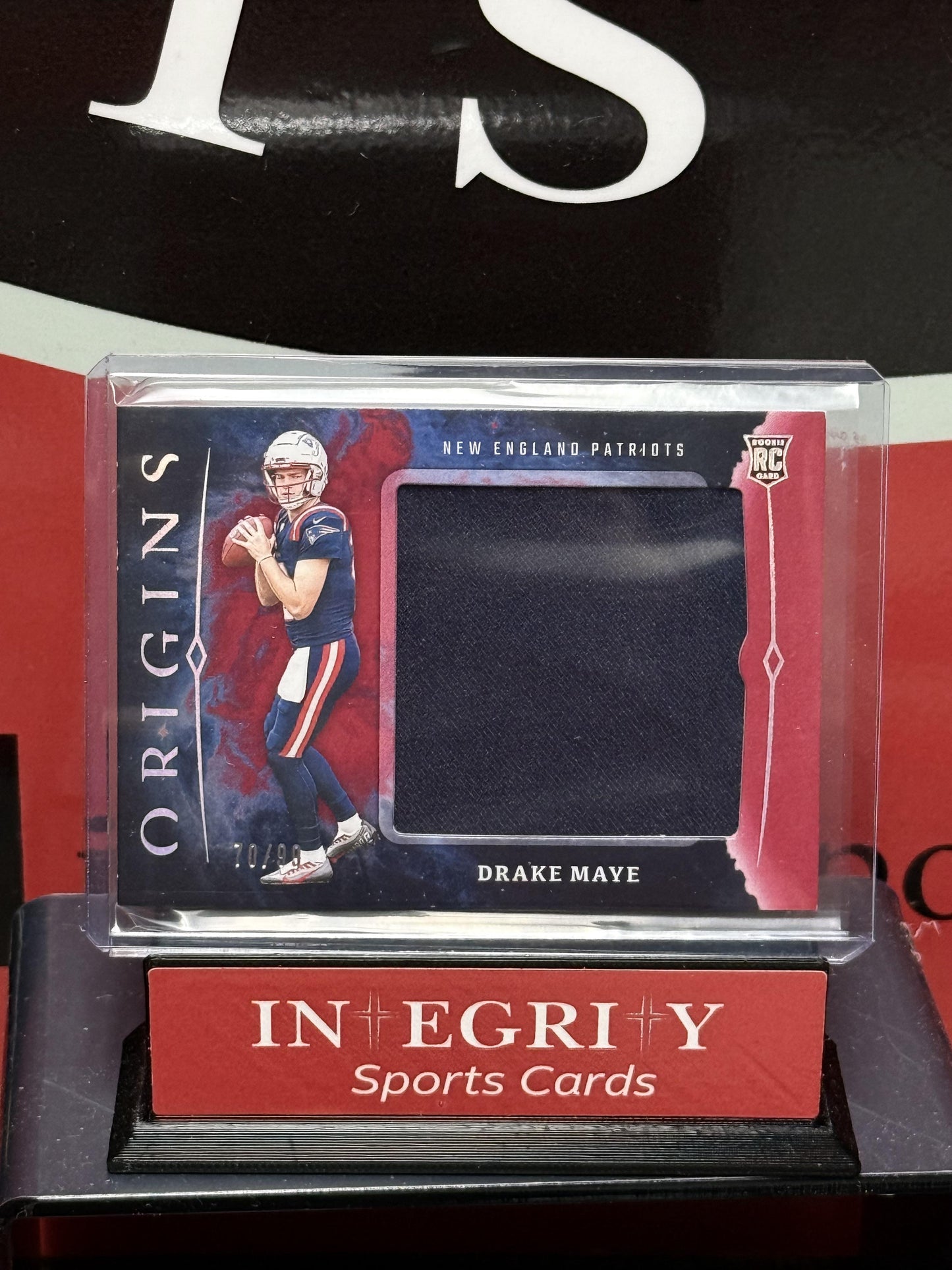 2024 Panini Origins #RJJ-DMA Drake Maye Rookie Jumbo Jerseys Red #/99