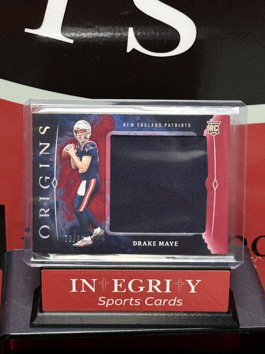 2024 Panini Origins #RJJ-DMA Drake Maye Rookie Jumbo Jerseys Red #/99