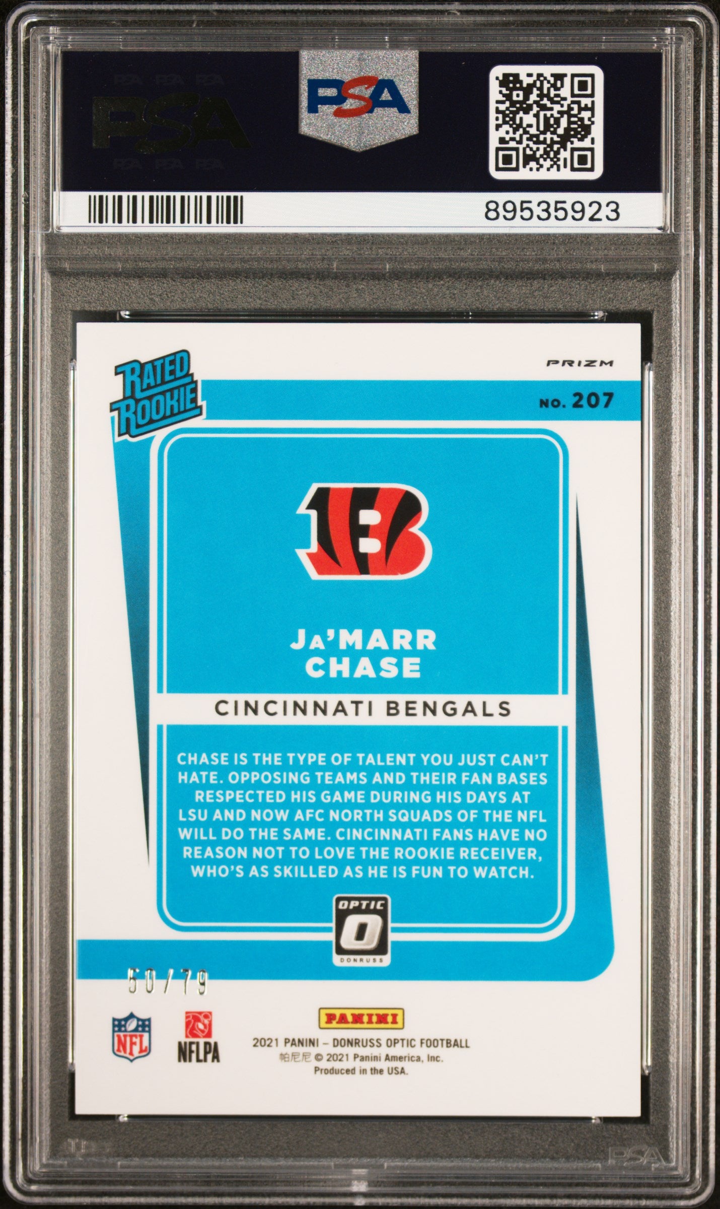2021 Panini Donruss Optic #207 Ja'Marr Chase Orange Scope PSA 10