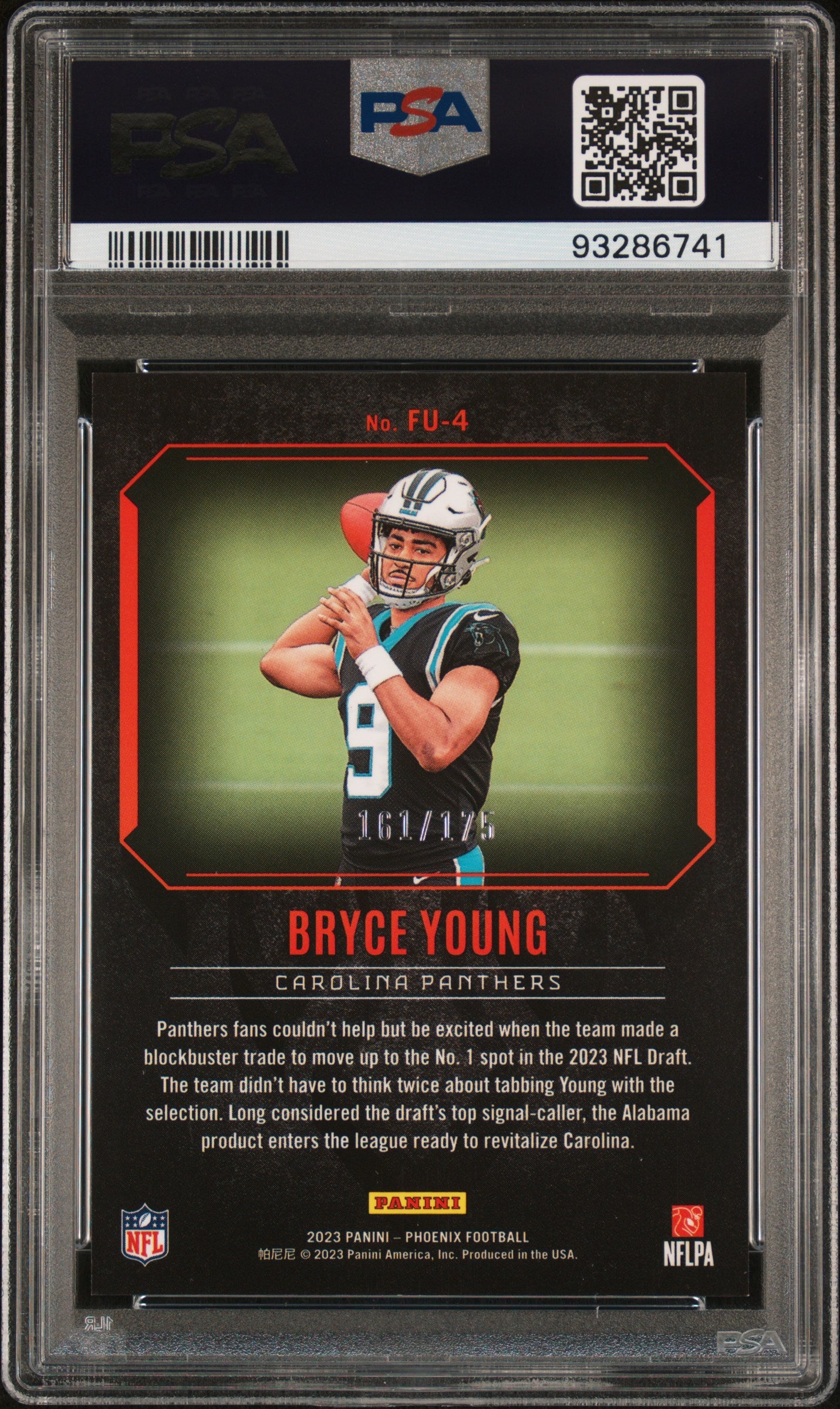 2023 Panini Phoenix Fired Up #FU4 Bryce Young Fired Up-Pink /175PSA 10