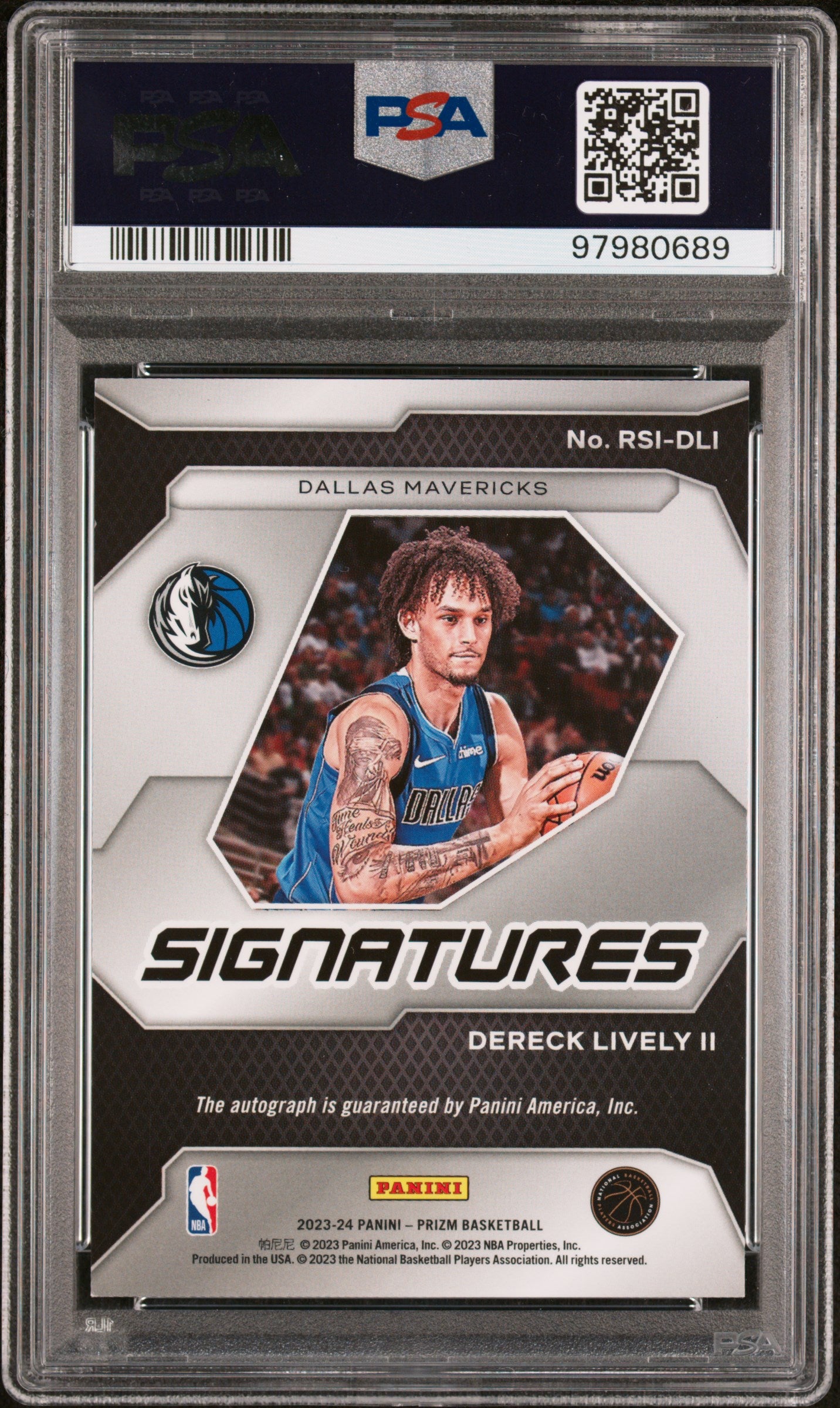 2023 Panini Prizm Rookie Signatures #RSIDLI Dereck Lively Ii PSA 8