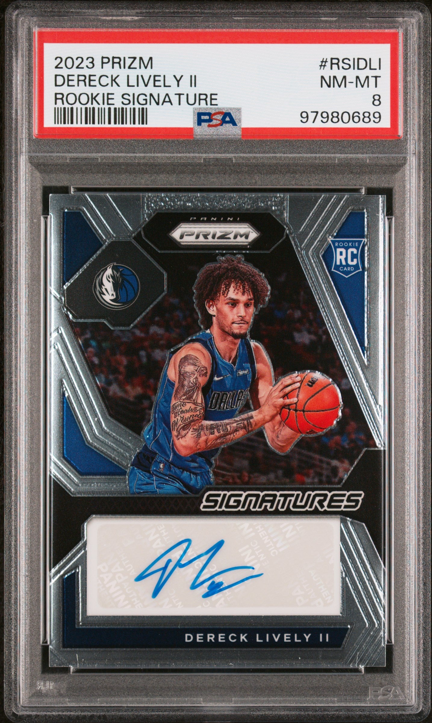 2023 Panini Prizm Rookie Signatures #RSIDLI Dereck Lively Ii PSA 8