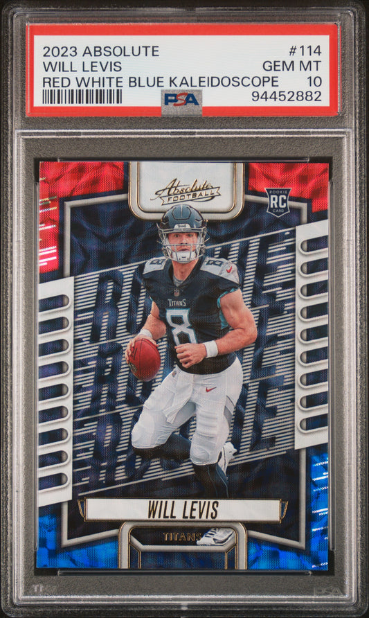 2023 Panini Absolute #114 Will Levis Red White Blue Kaleidoscope PSA 10