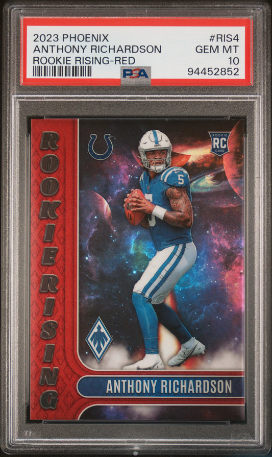 2023 Panini Phoenix Rookie Rising #RIS4 Anthony Richardson-Red/199PSA 10