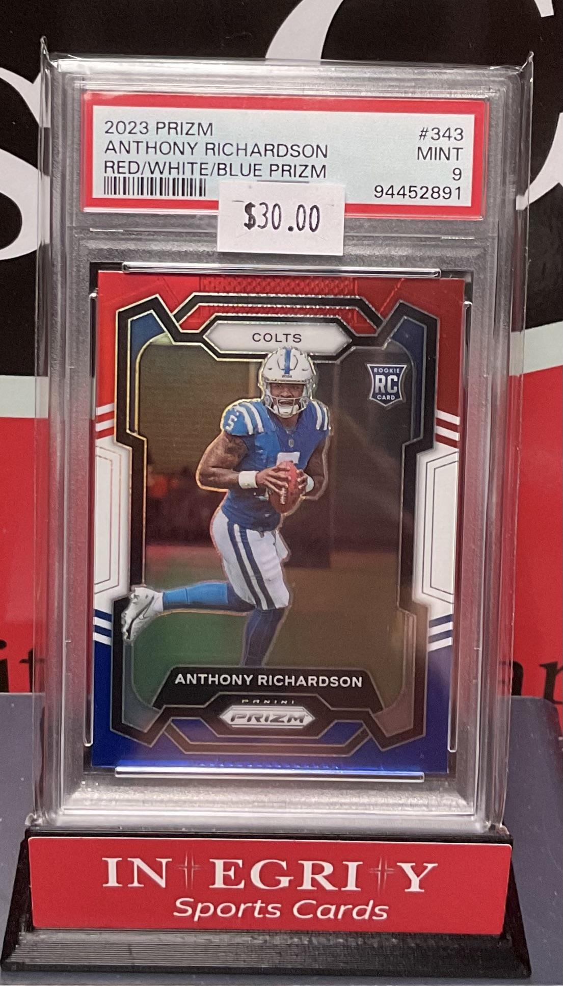 2023 Panini Prizm #343 Anthony Richardson Red/White/Blue Prizm PSA 9