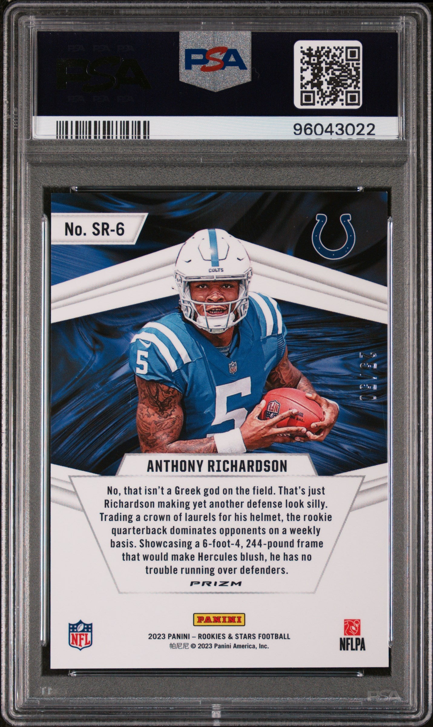 2023 Panini Rookies & Stars #SR6 Anthony Richardson-Blue/50 PSA 8