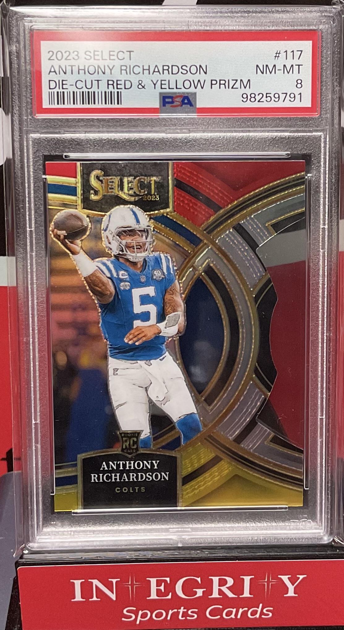 2023 Panini Select #117 Anthony Richardson Die-Cut Red & Yellow Prizm PSA 8