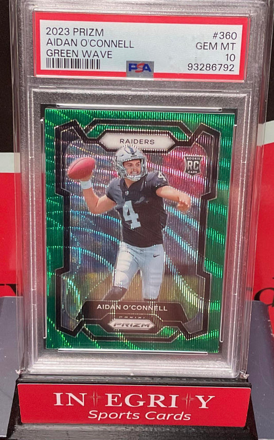 2023 Panini Prizm #360 Aidan O'Connell Green Wave PSA 10