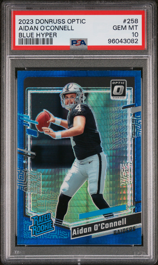 2023 Panini Donruss Optic #258 Aidan O'Connell Blue Hyper PSA 10