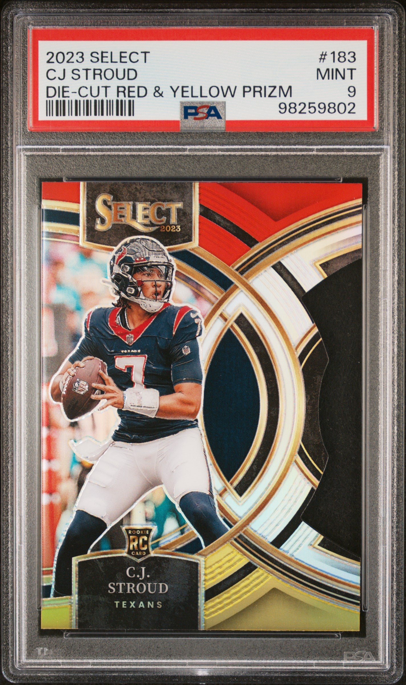 2023 Panini Select #183 Cj Stroud Die-Cut Red & Yellow Prizm PSA 9