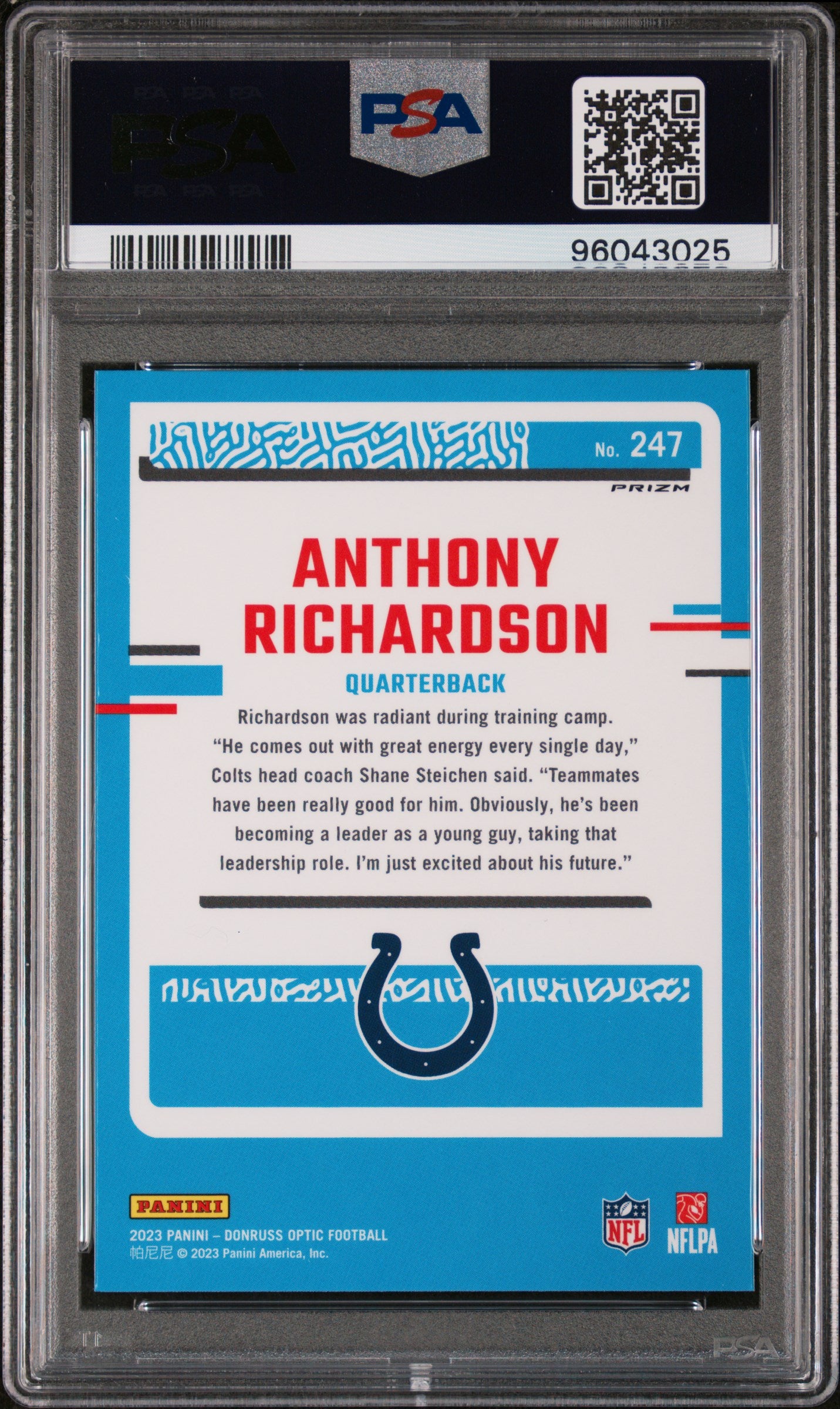 2023 Panini Donruss Optic #247 Anthony Richardson Green Hyper PSA 10