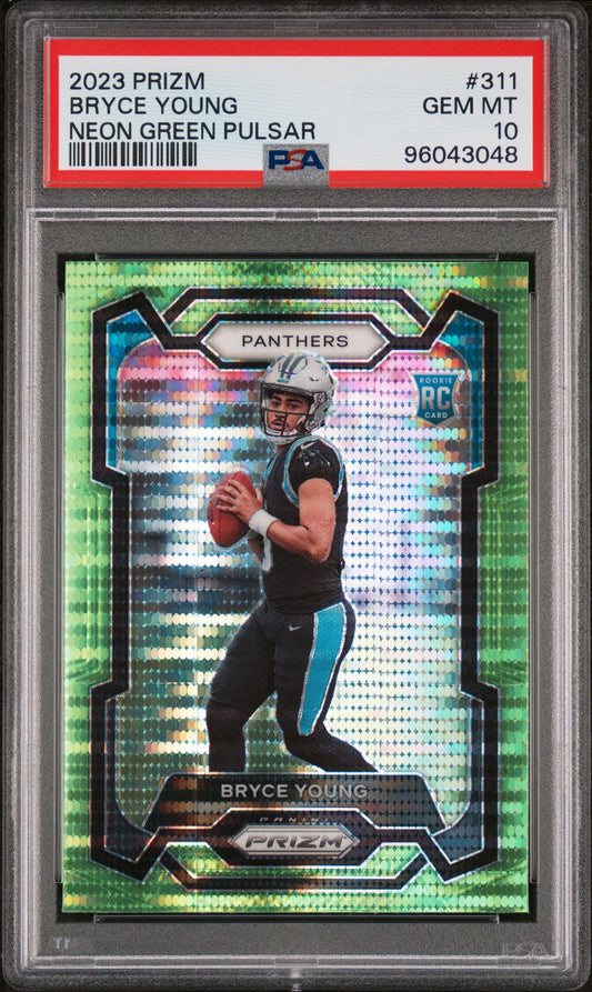 2023 Panini Prizm #311 Bryce Young Neon Green Pulsar PSA 10