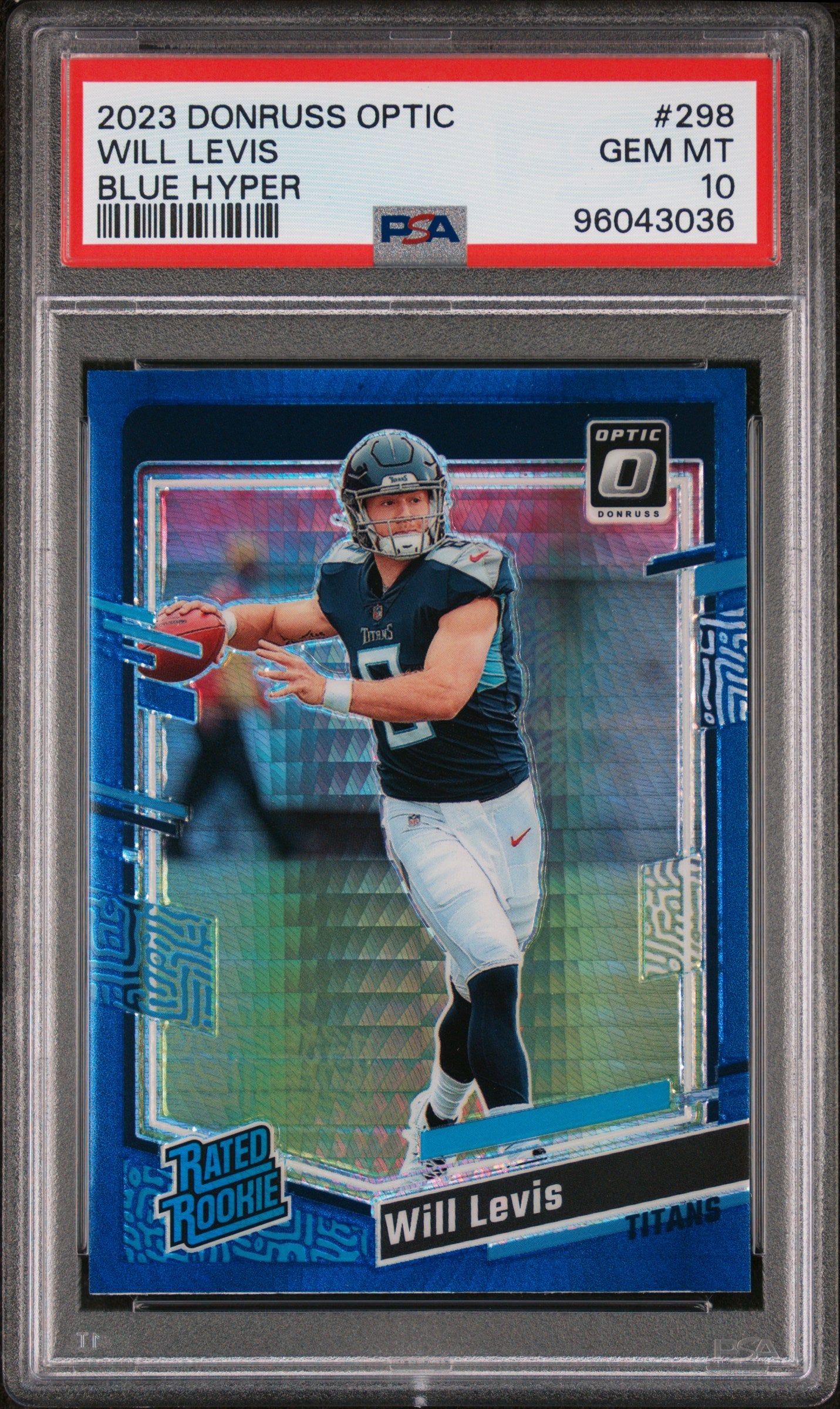2023 Panini Donruss Optic #298 Will Levis Blue Hyper PSA 10