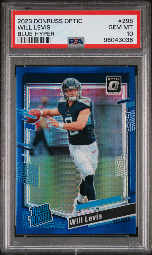 2023 Panini Donruss Optic #298 Will Levis Blue Hyper PSA 10