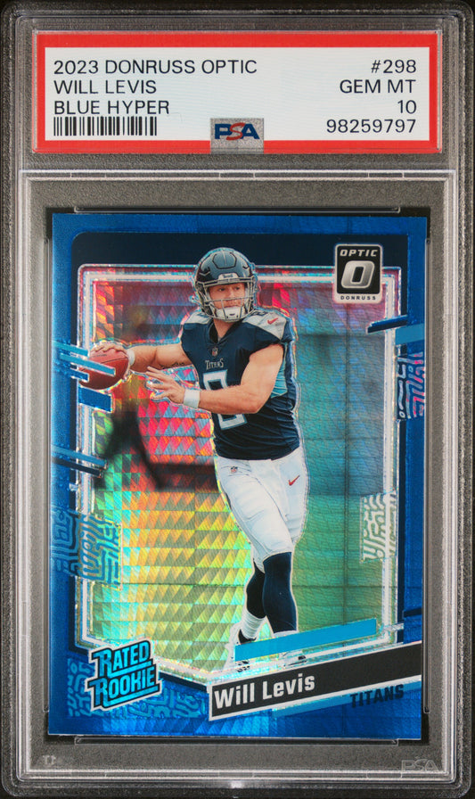 2023 Panini Donruss Optic #298 Will Levis Blue Hyper PSA 10