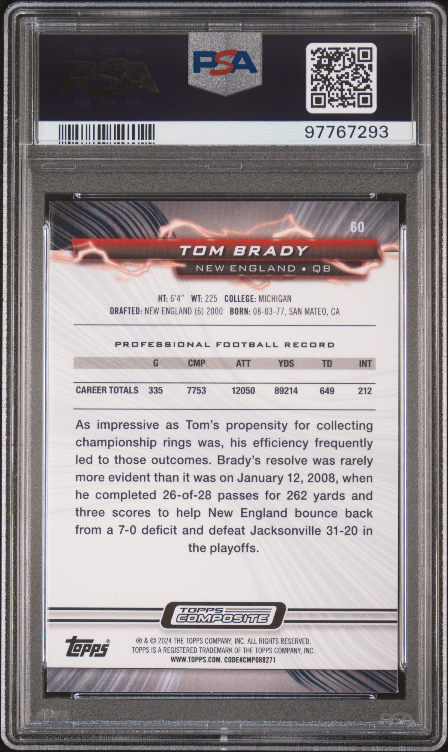 2023 Topps Composite #60 Tom Brady Sky Blue And Pink Shock PSA 10